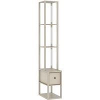 LED Floor Lamp with Shelves, Adjustable Brightness, Foot Switch for Bedroom