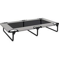 PawHut Portable Raised Dog Bed, Elevated Pet Cot with Breathable Mesh for Indoor Outdoor, for Large Dogs, Light Grey