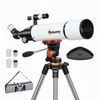 Outsunny Refractor Astronomy Telescope with 80 mm Aperture, Carry Bag, White