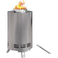 Outsunny Smokeless Fire Pit, 16 x 16 cm Stainless Steel Portable Wood Burning Firepit with Poker for Garden Camping Bonfire Party, Silver Tone
