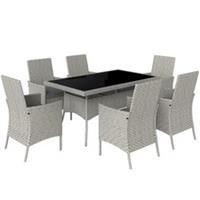 Outsunny 6 Seater Rattan Garden Furniture Set with Cushions, Grey