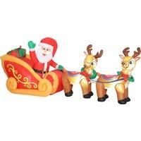 Outsunny 7.9ft Christmas Inflatable Santa on Sleigh with Two Reindeer, Outdoor Christmas Blow Up Decoration with Built-in LED Lights for Garden, Indoor Outdoor Home Decor