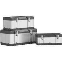 3 PC Tool Box Set, 23" 19" 16" Heavy Duty Tool Case with Tray, Handles, Latches