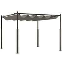Outsunny 3 x 3(m) Pergola with Retractable Roof, 80mm Metal Column, Grey