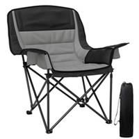 Outsunny Camping Chair for Adults, Padded Folding Chair, Grey