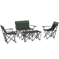 Outsunny 4 Piece Foldable Camping Table and Chairs Set, Olive Green