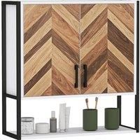 HOMCOM Bathroom Cabinet Wall Mounted, Bathroom Wall Cabinet Medicine Cabinet with 2 Doors, Adjustable Shelf, Walnut