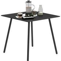 Outsunny Square Garden Table with Slat Top, Steel Frame, Outdoor Table for 4 Person, 80 x 80 x 74 cm, Black