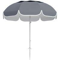 Outsunny Beach Umbrella Portable with Sand Anchor, Carry Bag, Adjustable Height & Tilt, UPF50+ UV Protection, Grey