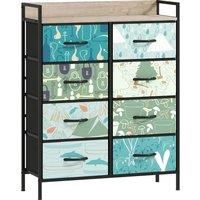 Chest of Drawers for Bedroom, 8-Drawer Fabric Dresser with Open Shelf, Blue