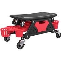Rolling Mechanic Stool, 135kg Capacity Workshop Stool with Swivel Wheels, Red