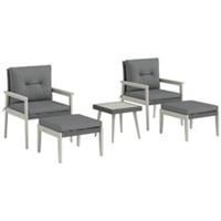 Outsunny 5 Pieces Rattan Patio set with Acacia Wood Top Coffee Table