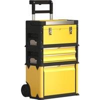 HOMCOM 3-in-1 Stackable Rolling Tool Box - Yellow