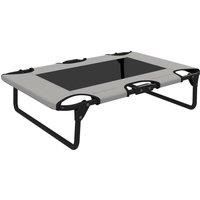 PawHut Portable Raised Dog Bed, Elevated Pet Cot with Breathable Mesh for Indoor Outdoor, for Small Medium Dogs, Light Grey