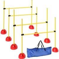 PawHut 5 Piece Dog Agility Equipment with 4 Hurdle & Carry Bag for Jump Training, Yellow