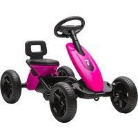 AIYAPLAY Pedal Go Kart for Kids 2-5 Years, with Silent EVA Wheels, Metal Frame, Pink