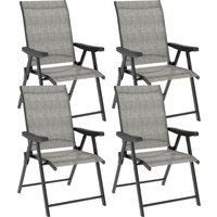 Outsunny Set of Four Folding Outdoor Chairs - Black/Grey
