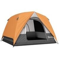 Outsunny 3-4 Person Camping Tent, Waterproof Tent, Orange and Grey
