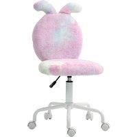 Cute Office Chair w/ Bunny Ears Faux Fur Swivel Desk Chair for Bedroom Colourful