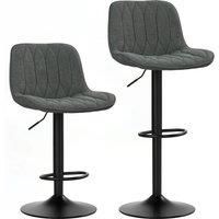 HOMCOM Bar Stools Set of 2, Height Adjustable Swivel Barstools with Backrest and Footrest, Modern Linen Upholstered Armless Bar Chairs for Kitchen, Breakfast Counter, Charcoal Grey