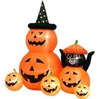 Halloween Inflatables with LED Lights, Pumpkin and Cat Outdoor Decoration