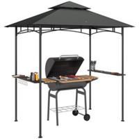 Outsunny 8' x 5' Grill Gazebo, Double Tiered Outdoor BBQ Shelter, Dark Grey