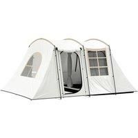 Outsunny 3-4 Man Tunnel Tent, Family Camping Tent with Porch, Bedroom and Living Area, Sewn in Groundsheet, 3000mm Waterproof, Portable with Bag for Hiking, Festival, Backpacking, Khaki