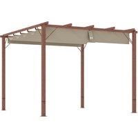 Outsunny 3 x 3 m Retractable Roof Pergola - Natural Wood Finish