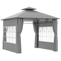 Outsunny 3 x 3 m Garden Gazebo, Outdoor Gazebo Canopy Shelter, Light Grey