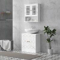 HOMCOM Bathroom Under Sink Cabinet for Basin with or without Pedestal White
