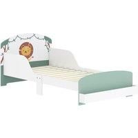 AIYAPLAY Toddler Bed with Storage, Guardrails, Lion Design, for Ages 3-8 Years, Fits 140 x 70cm Mattress, Green