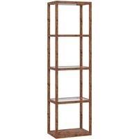 HOMCOM LED Floor Lamp with Glass Shelves, 4 Layers Dimmable Tall Standing Lamp, Modern Column Shelf Floor Light for Living Room, Bedroom, Office, Rustic Brown