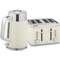HOMCOM Electric Kettle and Toaster Set, 3000W 1.7L UK Strix Thermostat Rapid Boil Jug Kettle with Limescale Filter, Cool Touch Body, 4 Slice Toaster with 7 Browning Controls, Crumb Tray, Cream