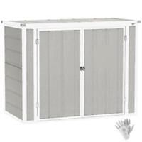 Outsunny 4.7 x 2.5FT Lockable Garden Shed, 2-Bin Storage Shed, Light Grey