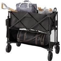 Outsunny Double Decker Folding Trolley on Wheels, 200KG & 350L Capacity Collapsible Wagon Festival Trolley Cart with 134cm Extended for Camping Sports Shopping Garden and Beach, Black