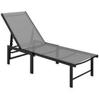 Outsunny Sun Lounger, 5-Level Reclining Sunbed, Grey