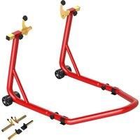 HOMCOM Motorcycle Rear Wheel Stand, 544 kg Capacity Heavy Duty Steel Motorbike Motorcycle Paddock Stand Lift with Adjustable U + L Forks, Wheels, Non-Slip Pads for Workshop Garage Repair, Red