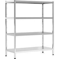 HOMCOM 4-Tier Bakers Rack with Storage, Stainless Steel Microwave Stand with Adjustable Shelves for Small Spaces, Kitchen Storage Unit for Spices, Pots and Pans, Silver Tone