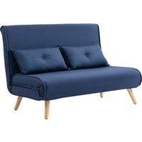 HOMCOM Two-Seater Linen-Look Sofa Bed - Dark Blue