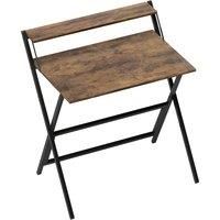 HOMCOM 81.5 cm Folding Computer Desk with Monitor Shelf - Rustic Brown