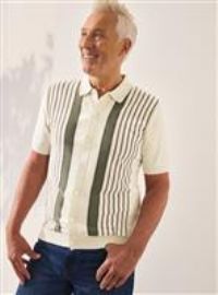 UNION WORKS Cream Striped Knit Polo Shirt XXXL