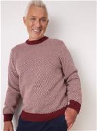 UNION WORKS Dark Red Zig Zag Stitch Crew Jumper L