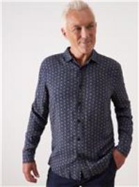 UNION WORKS Navy Geometric Printed Shirt XXXL