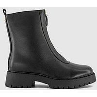 Office Atticus Front Zip Leather Chunky Boot - Black