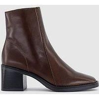 Office Annabella Block Heel Leather Ankle Boot - Brown