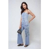 Giselle Multi Pockets Strapless Cargo Jumpsuit