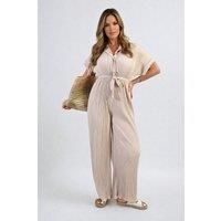 Marina Tie Waist Short Sleeve Pleated Jumpsuit