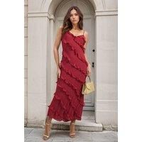 Gracie V-neck Tiered Ruffle Backless Maxi Dress