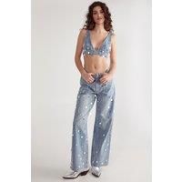 Bead Embellished Denim Jean