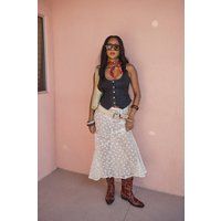 Warehouse Women's Petite Sheer Lace Fishtail Maxi Skirt in Cream | Size: 4